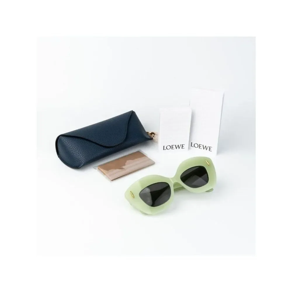 Loewe Women Sunglasses Green Grey Cat Eye LW40127I ANAGRAM 95A NEW AUTHENTIC